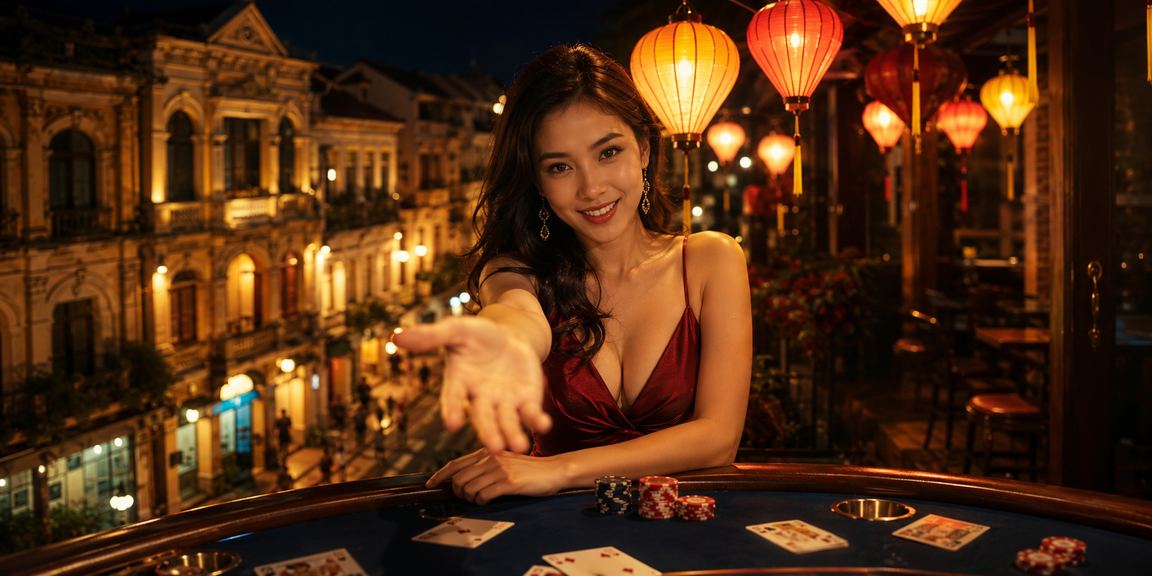 Không gian Baccarat đêm Hà Nội với đèn lồng truyền thống tại 799bet