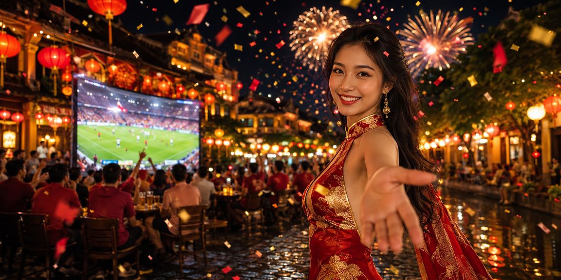 Người dùng tại Hội An đặt cược bóng đá dưới ánh đèn lồng rực rỡ